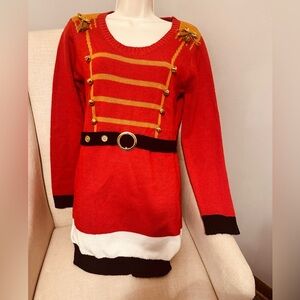 Christmas Motive General or Santa Claus Helper Women Long Sweater / Mini Dress M